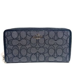 COPY - Coach Outline Signature Accordion Zip Wallet- Black smoke